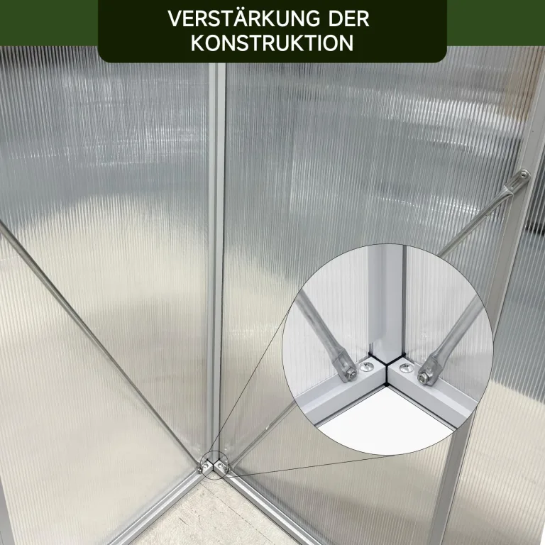 Gewächshaus Aluminium für den Garten | 177*300*193 cm | Vielseitig nutzbar als Treibhaus Gartenhaus Winterfest Aufzucht Tomatenhaus Frühbeet und Pflanzenhaus Weiß – Bild 6