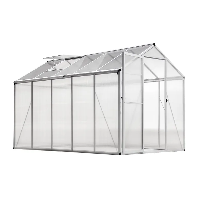 Gewächshaus Aluminium für den Garten | 177*300*193 cm | Vielseitig nutzbar als Treibhaus Gartenhaus Winterfest Aufzucht Tomatenhaus Frühbeet und Pflanzenhaus Weiß – Bild 9