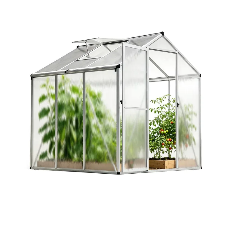 Gewächshaus Aluminium für den Garten | 177*300*193 cm | Vielseitig nutzbar als Treibhaus Gartenhaus Winterfest Aufzucht Tomatenhaus Frühbeet und Pflanzenhaus Weiß – Bild 10