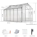 Gewächshaus Aluminium für den Garten | 177*300*193 cm | Vielseitig nutzbar als Treibhaus Gartenhaus Winterfest Aufzucht Tomatenhaus Frühbeet und Pflanzenhaus Weiß - Thumbnail 2