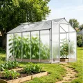 Gewächshaus Aluminium für den Garten | 177*300*193 cm | Vielseitig nutzbar als Treibhaus Gartenhaus Winterfest Aufzucht Tomatenhaus Frühbeet und Pflanzenhaus Weiß - Thumbnail 4