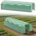 Gewächshaus Foliengewächshaus 3 × 6 m - 18 m² mit Verzinktrohrfundament inkl. Erdanker & 4 Aufrollbare Fenster mit Moskitonetz & 140 g/m² UV-beständig Tomatengewächshaus Greenhouse - Thumbnail 8