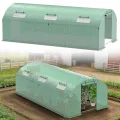 Gewächshaus Foliengewächshaus 3 × 6 m - 18 m² mit Verzinktrohrfundament inkl. Erdanker & 4 Aufrollbare Fenster mit Moskitonetz & 140 g/m² UV-beständig Tomatengewächshaus Greenhouse - Thumbnail 10