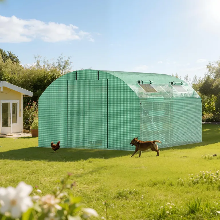 Gewächshaus Foliengewächshaus mit Verzinktrohrfundament 3 × 4 m - 12 m² inkl. Erdanker & 4 Aufrollbare Fenster mit Moskitonetz & 140 g/m² UV-beständig Tomatengewächshaus Greenhouse – Bild 7