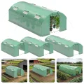 Gewächshaus Foliengewächshaus mit Verzinktrohrfundament 3 × 4 m - 12 m² inkl. Erdanker & 4 Aufrollbare Fenster mit Moskitonetz & 140 g/m² UV-beständig Tomatengewächshaus Greenhouse - Thumbnail 9