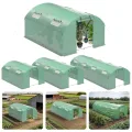 Gewächshaus Foliengewächshaus mit Verzinktrohrfundament 3 × 4 m - 12 m² inkl. Erdanker & 4 Aufrollbare Fenster mit Moskitonetz & 140 g/m² UV-beständig Tomatengewächshaus Greenhouse - Thumbnail 10