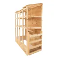 Garten-Gewächshaus 153 x 61 cm Naturholz Klassisch Hohe Wände Treibhaus Tannenholz Wasserfest Lackiert 2 Drehtüren Dachfenster Auto Belüftung Verstellbare Regale Pflanzkasten Türriegel 4 Haken - Thumbnail 3