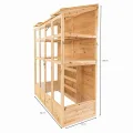 Garten-Gewächshaus 153 x 61 cm Naturholz Klassisch Hohe Wände Treibhaus Tannenholz Wasserfest Lackiert 2 Drehtüren Dachfenster Auto Belüftung Verstellbare Regale Pflanzkasten Türriegel 4 Haken - Thumbnail 5