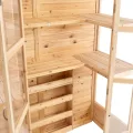 Garten-Gewächshaus 153 x 61 cm Naturholz Klassisch Hohe Wände Treibhaus Tannenholz Wasserfest Lackiert 2 Drehtüren Dachfenster Auto Belüftung Verstellbare Regale Pflanzkasten Türriegel 4 Haken - Thumbnail 6