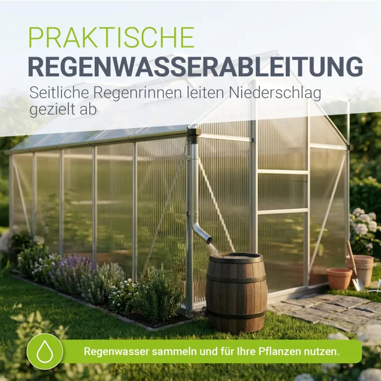 JUSKYS® Gewächshaus 7,2 m² - Aluminiumgestell & Stahlfundament, UV-beständig, abschließbare Schiebetür, belüftbare Dachfenster 61x57 cm – Bild 7