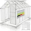 JUSKYS® Gewächshaus 7,2 m² - Aluminiumgestell & Stahlfundament, UV-beständig, abschließbare Schiebetür, belüftbare Dachfenster 61x57 cm - Thumbnail 9