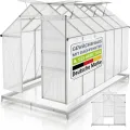 JUSKYS® Gewächshaus 7,2 m² - Aluminiumgestell & Stahlfundament, UV-beständig, abschließbare Schiebetür, belüftbare Dachfenster 61x57 cm - Thumbnail 1
