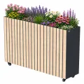 Zelsius Hochbeet verzinkter Stahl mit Rollen 120 x 30 x 80 cm | Anthrazit RAL 7016 Eiche Holzoptik | Pflanzkübel, Blumenkasten, Pflanzbeet, Gemüsebeet, Kräuterbeet, Blumenkübel, Pflanzkasten - Thumbnail 1
