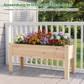 COSTWAY Hochbeet aus Holz, Pflanzbeet für Kinder, 119x45x51cm, Pflanztrog bis 100 kg, Blumenkübel mit Ablauflöchern & L-Beinen, Kräuterbeet rechteckig, Anzuchtbeet Garten Terrasse Balkon, Natur - Thumbnail 8
