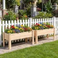 COSTWAY Hochbeet aus Holz, Pflanzbeet für Kinder, 119x45x51cm, Pflanztrog bis 100 kg, Blumenkübel mit Ablauflöchern & L-Beinen, Kräuterbeet rechteckig, Anzuchtbeet Garten Terrasse Balkon, Natur - Thumbnail 9