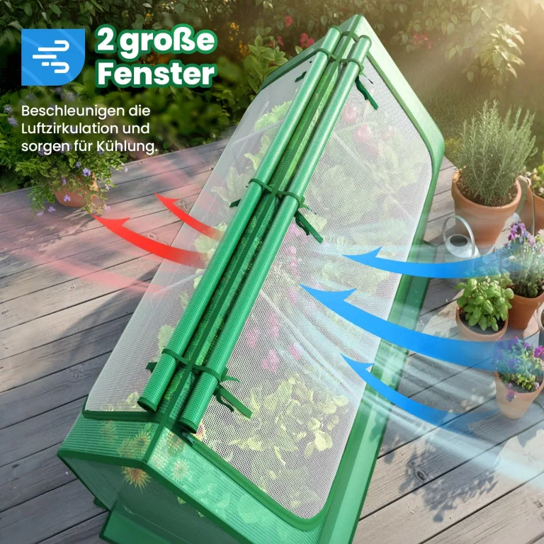 Quictent Ersatz-Abdeckung für Hochbeet,Grün-Transparent,2 Reißverschlussfenster,240x120x30 cm,Grün (Nur Abdeckung – Bild 4