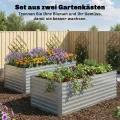 Outsunny Hochbeet aus verzinktem Stahl 2er Set 180 x 90 x 60cm Rechteckige Hochbeete mit Stützstangen Offenem Boden Handschuhe Hochbeet-Kit Pflanzbeet für Gemüse Obst, Blumen, Kräuter Silber - Thumbnail 3