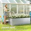 Outsunny Hochbeet aus verzinktem Stahl 2er Set 180 x 90 x 60cm Rechteckige Hochbeete mit Stützstangen Offenem Boden Handschuhe Hochbeet-Kit Pflanzbeet für Gemüse Obst, Blumen, Kräuter Silber - Thumbnail 5