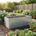 Outsunny Hochbeet aus verzinktem Stahl 2er Set 180 x 90 x 60cm Rechteckige Hochbeete mit Stützstangen Offenem Boden Handschuhe Hochbeet-Kit Pflanzbeet für Gemüse Obst, Blumen, Kräuter Silber - Thumbnail 9
