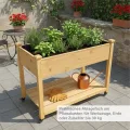 Relaxdays Hochbeet, Rollen, Ablage, HxBxT: 84 x 105 x 56,5 cm, Garten, Balkon & Terrasse, Pflanztisch, Tannenholz, Natur - Thumbnail 6