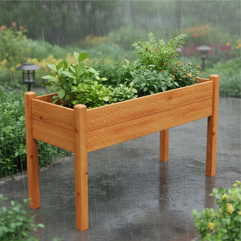 Relaxdays Hochbeet, Kräutergarten, HxBxT: 76 x 127 x 46 cm, Garten, Balkon, Terrasse, Pflanzenbeet, Tannenholz, orange – Bild 6