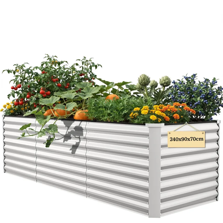 DWVO 2Set Hochbeet Metall, Hochbeete Kit Verdicktem Zink-Aluminium Magnesium Edelstahl Metall Hochbeete für Garten mit Stützstange&Handschuhe für Gemüse, Blumen (Schwarz 180x90x54cm) – Bild 10