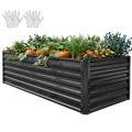 DWVO 2Set Hochbeet Metall, Hochbeete Kit Verdicktem Zink-Aluminium Magnesium Edelstahl Metall Hochbeete für Garten mit Stützstange&Handschuhe für Gemüse, Blumen (Schwarz 180x90x54cm) - Thumbnail 8