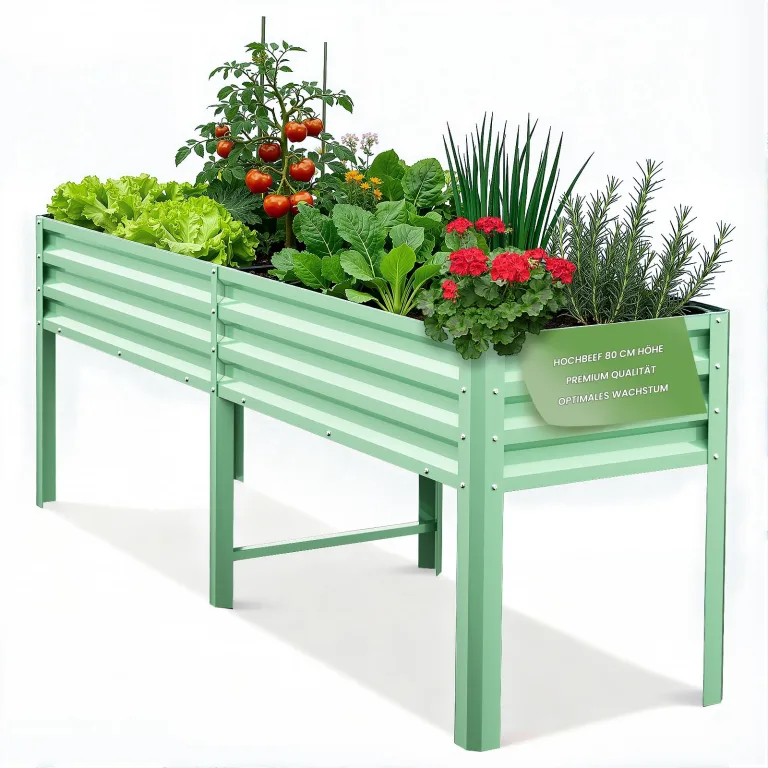Hochbeet aus Metall, Verzinkter Stahl Rostfrei, 116x60x80 cm Hochbeet für Garten, Terrasse & Balkon, Pflanzkasten für Gemüse, Kräuter und Blumen, Langlebiges Pflanzbeet – Bild 9