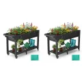 Hochbeet 120x44x70cm, Metall Hochbeet mit Rollen & Griff, 3 Haken & Vlieseinlage, Für Gemüse Blumen Kräuter, Garten Balkon Terrasse, Schwarz - Thumbnail 2