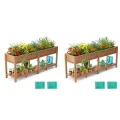 Hochbeet 120x44x70cm, Metall Hochbeet mit Rollen & Griff, 3 Haken & Vlieseinlage, Für Gemüse Blumen Kräuter, Garten Balkon Terrasse, Schwarz - Thumbnail 6