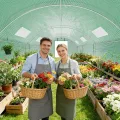 300x800x200 cm Foliengewächshaus Winterfest mit extra stabilem Stahlrahmen, 16 Fenster & 4 Reißverschlusstüren, 2 x 140g/m² PE UV50+, Tomaten Gewächshaus inkl. 54 Erdanker Set - Thumbnail 6