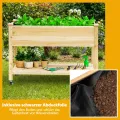 COSTWAY Hochbeet mit Rollen & Ablage, Erhöhtes Gartenbeet aus Holz, Pflanzkasten mit Abflusslöcher & Abdeckfolie, Tannenholz, Kräuterbeet für Balkon Garten Terrasse, 120 x 59 x 84 cm, Natur - Thumbnail 5