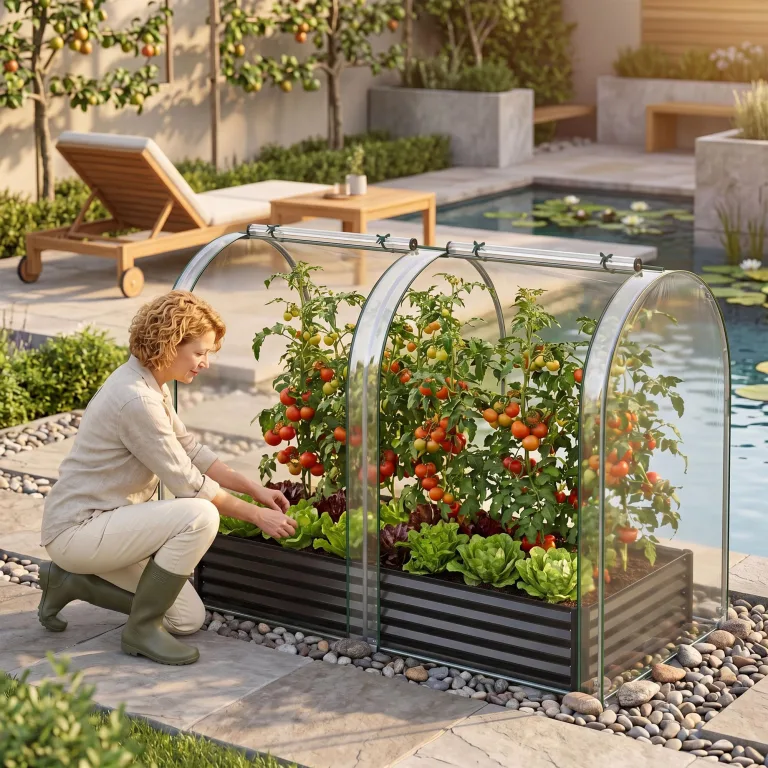 HOMASIS 3 in 1 Gewächshaus mit Hochbeet, Foliengewächshaus mit PVC-Abdeckung, Frühbeet aus Metall, Tomatenhaus Treibhaus mit 2 Fenstern, Blumenkasten für Garten Balkon (Schwarz, 198x100x145cm) – Bild 2