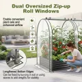 HOMASIS 3 in 1 Gewächshaus mit Hochbeet, Foliengewächshaus mit PVC-Abdeckung, Frühbeet aus Metall, Tomatenhaus Treibhaus mit 2 Fenstern, Blumenkasten für Garten Balkon (Schwarz, 198x100x145cm) - Thumbnail 8