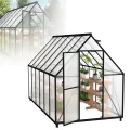Gewächshaus Aluminium, 280 x 180 x 195 cm, Garten Gewächshaus mit 6 cm Fundament, winterfestes Treibhaus für Pflanzen, Tomatenhaus & Frühbeet - Thumbnail 10