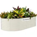 Hochbeet Metall 120x60x60CM—Oval, Hochbeete Für Garten Und Gemüsegarten， Mit Schnittschutzleiste, Gemüse & Pflanzen, Ideal Für Gemüse, Kräuter & Blumen,Beige - Thumbnail 10