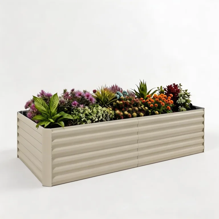 Acekool Hochbeet Metall 180x90x60CM—Quadratisch,Hochbeete Für Garten Und Gemüsegarten, Gemüse & Pflanzen, Ideal Für Gemüse, Kräuter & Blumen, Beige – Bild 1