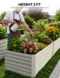 Acekool Hochbeet Metall 180x90x60CM—Quadratisch,Hochbeete Für Garten Und Gemüsegarten, Gemüse & Pflanzen, Ideal Für Gemüse, Kräuter & Blumen, Beige - Thumbnail 7