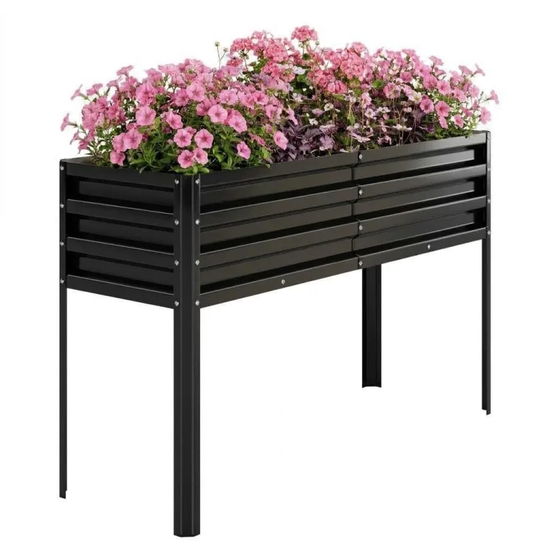 Acekool Hochbeet Metall 127x80x44 cm—Mit Beinen Und Wasserspeicher, 0,6 mm Stahlblech, Hochbeete Für Garten Und Gemüsegarten, Gemüse & Pflanzen, Ideal Für Gemüse, Kräuter & Blumen, Creme – Bild 7