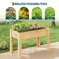 Acekool Hochbeet Mit Beinen 120x60x76 cm—Holz, Mit 3 Haken, Mit Vlieseinlage, Als Hochbeet Für Gemüse, Kräuter & Blumen, Für Balkon, Hof & Garten, Wetterfest & Einfache Montage - Thumbnail 7