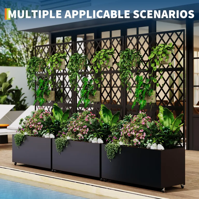 Hochbeet Metall Mit Rankgitter Und Sichtschutz 90x40x180 cm—Mit Räder, Als Hochbeet Für Kletterpflanzen, Gemüse & Blumen, Wetterfest & Einfache Montage, Schwarz – Bild 6
