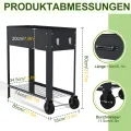 LZQ Hochbeet Metall mit Rädern & Griff, Pflanzkasten mit Ablage Gartenbeet Blumenkasten erhöht Kräuterbeet Gemüsebeet Pflanzbeet für Balkon Terrasse, verzinkt Hochbeet auf Beinen 80x35x80cm Schwarz - Thumbnail 3