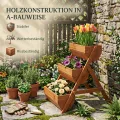 Outsunny Vertikales Hochbeet mit 3 Etagen Vertikalbeet aus Holz Blumenkasten mit 3 Pflanzkästen und Ablauflöchern Blumenbeet Kräuterbeet Blumentreppe für Terrasse Balkon Garten 65 x 75 x 76 cm Braun - Thumbnail 5