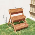 Outsunny Vertikales Hochbeet mit 3 Etagen Vertikalbeet aus Holz Blumenkasten mit 3 Pflanzkästen und Ablauflöchern Blumenbeet Kräuterbeet Blumentreppe für Terrasse Balkon Garten 65 x 75 x 76 cm Braun - Thumbnail 7