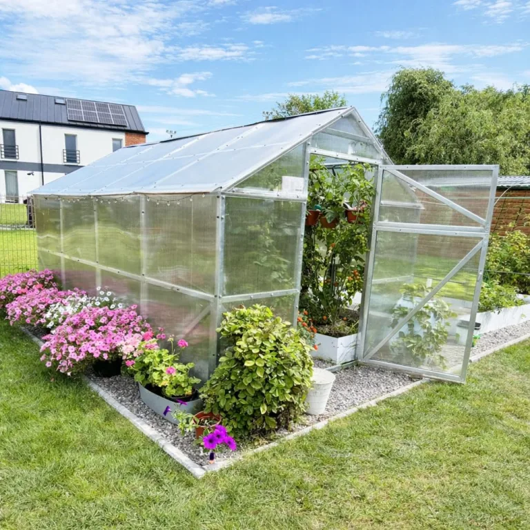 Stahl Gewächshaus Classic 250x400x220cm mit Fundament | 4 mm Hohlkammerplatten, UV-beständig & Winterfest | Treibhaus, Pflanzenhaus, Tomatenhaus für Garten – Bild 9
