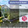 Stahl Gewächshaus Classic 250x400x220cm mit Fundament | 4 mm Hohlkammerplatten, UV-beständig & Winterfest | Treibhaus, Pflanzenhaus, Tomatenhaus für Garten - Thumbnail 2