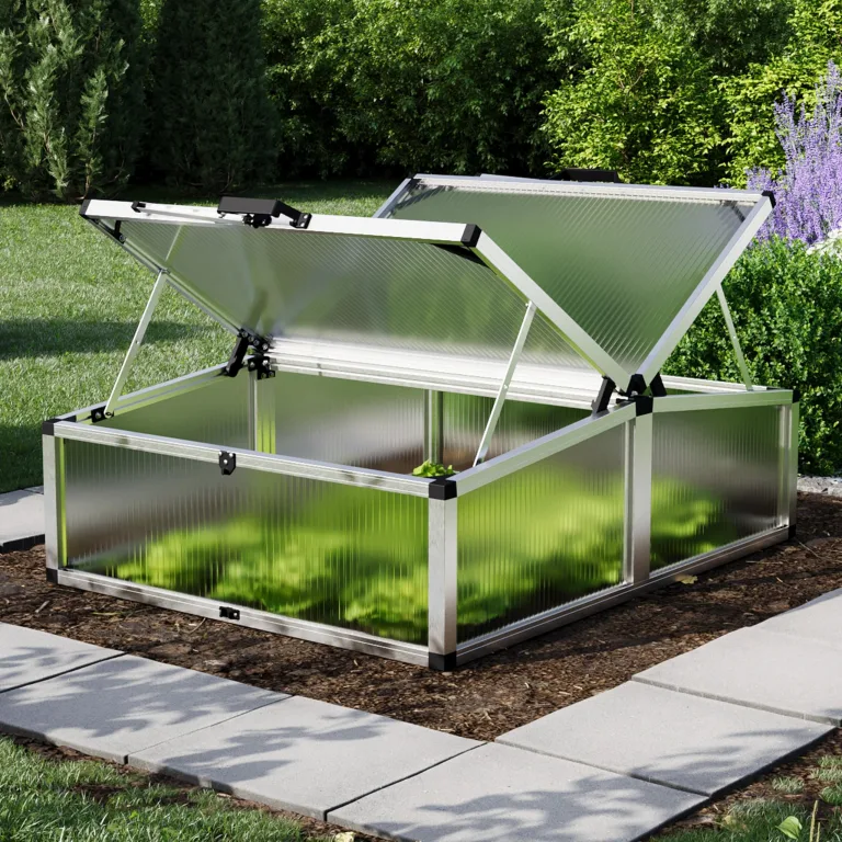 GFP Frühbeetkasten 103 x 132 cm Frühbeetaufsatz Caro, Aluminium mit Polycarbonat Doppelstegplatten – Bild 2