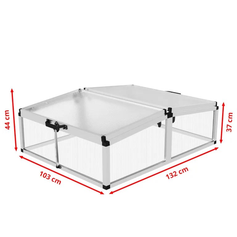 GFP Frühbeetkasten 103 x 132 cm Frühbeetaufsatz Caro, Aluminium mit Polycarbonat Doppelstegplatten – Bild 3