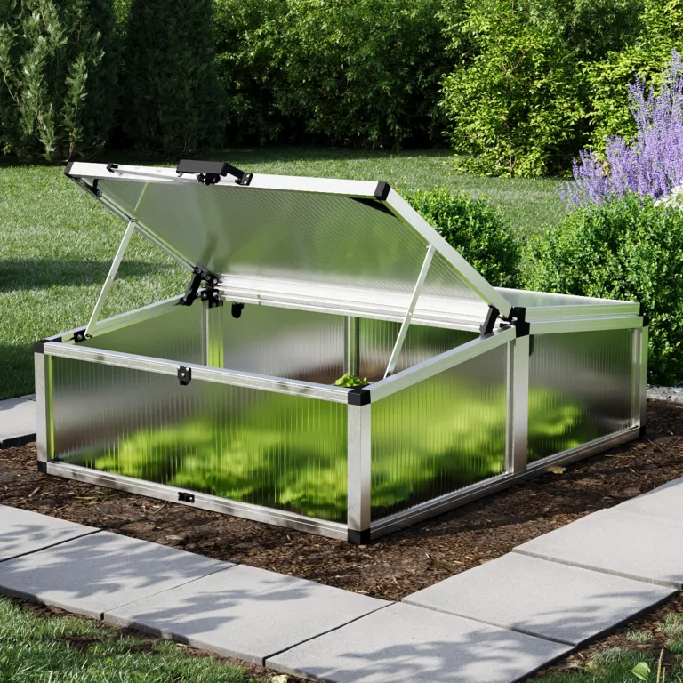 GFP Frühbeetkasten 103 x 132 cm Frühbeetaufsatz Caro, Aluminium mit Polycarbonat Doppelstegplatten – Bild 4