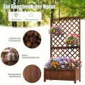 COSTWAY Blumenkasten mit Rankgitter, Pflanzkasten Tannenholz, Pflanzkübel mit Sichtschutz, Hochbeet mit Spalier, Drainagelöchern, Rankhilfe für Kletterpflanzen Garten Terrasse, 90x45x180,5cm (Braun) - Thumbnail 6